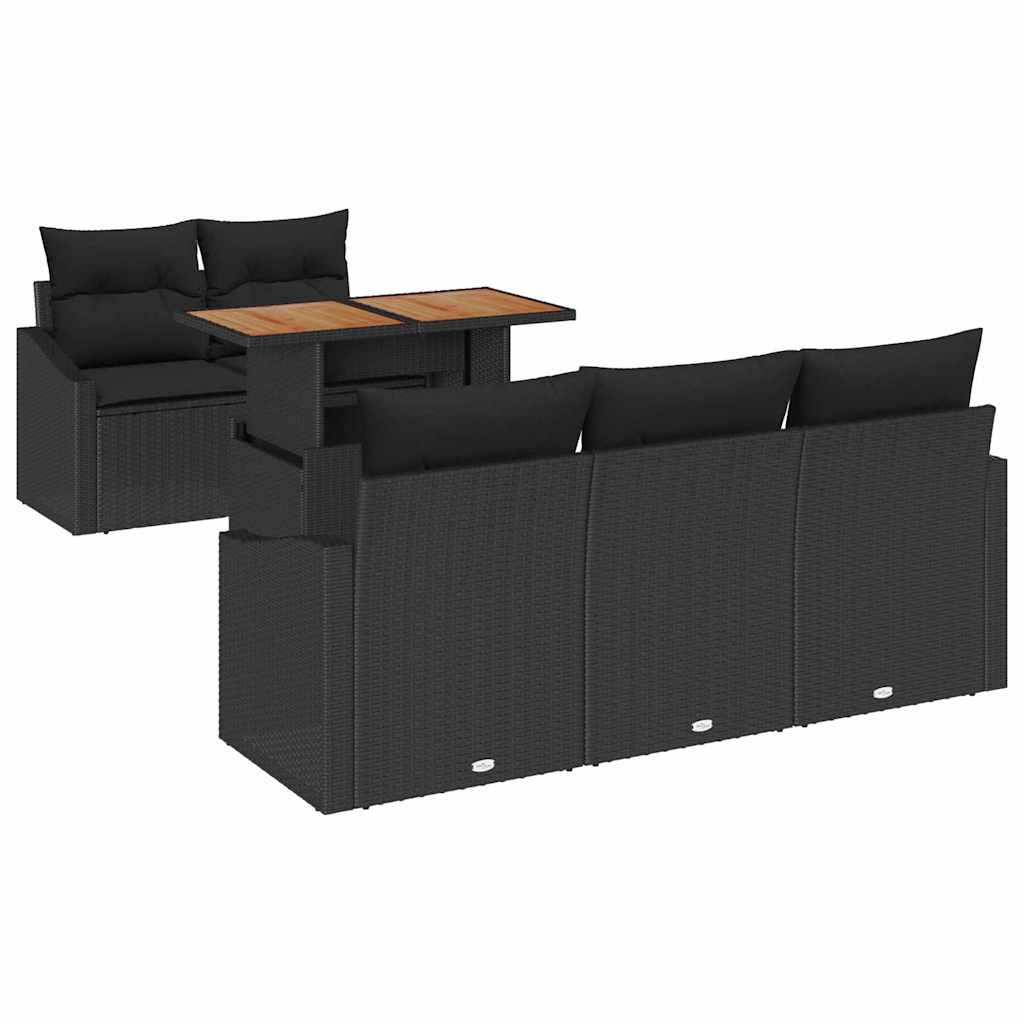 Garten Essgruppe mit Kissen 6 pcs Schwarz und Creme