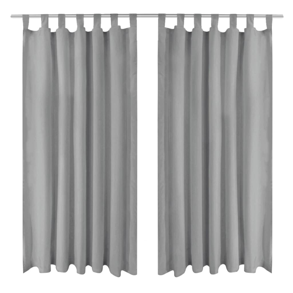 Vorhänge Gardinen aus Satin 2-teilig 140 x 175 cm Schwarz