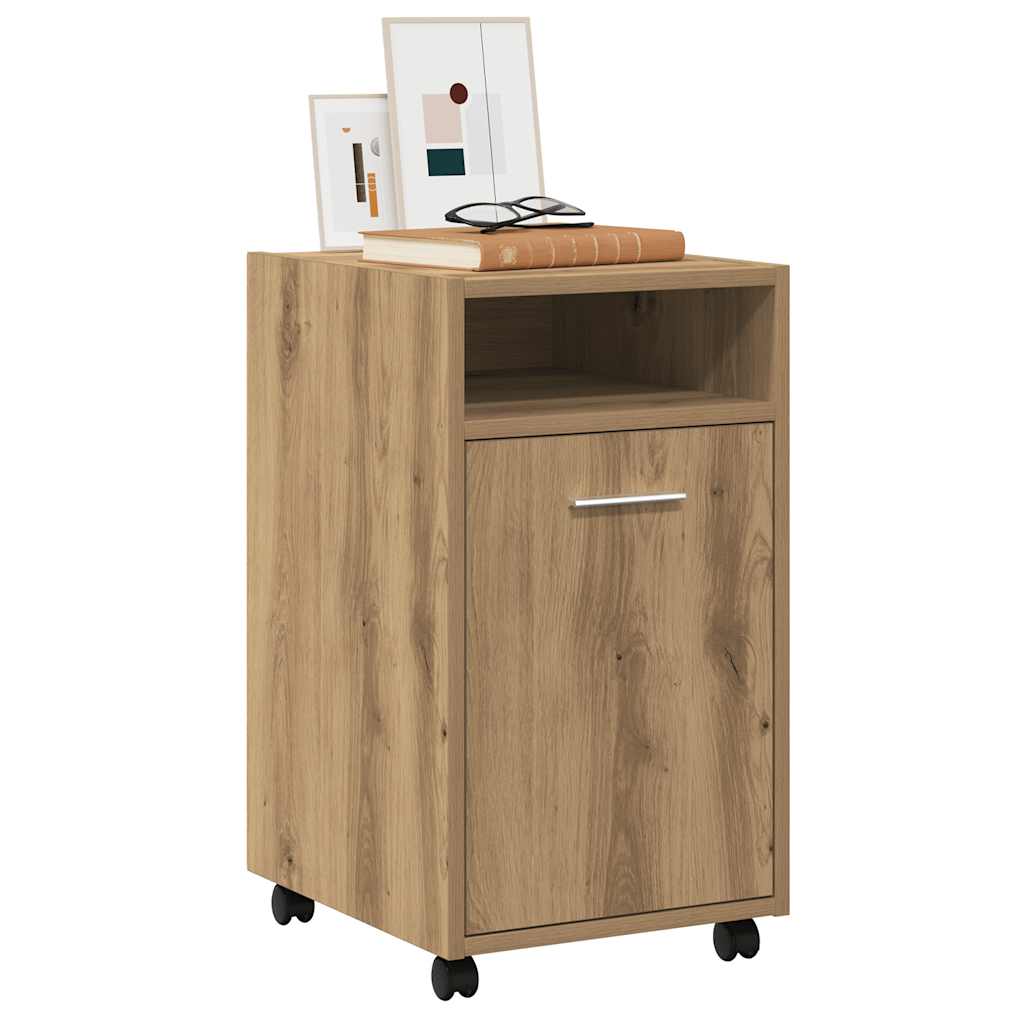 Beistellschrank mit Rollen Weiß 33x38x60 cm Holzwerkstoff