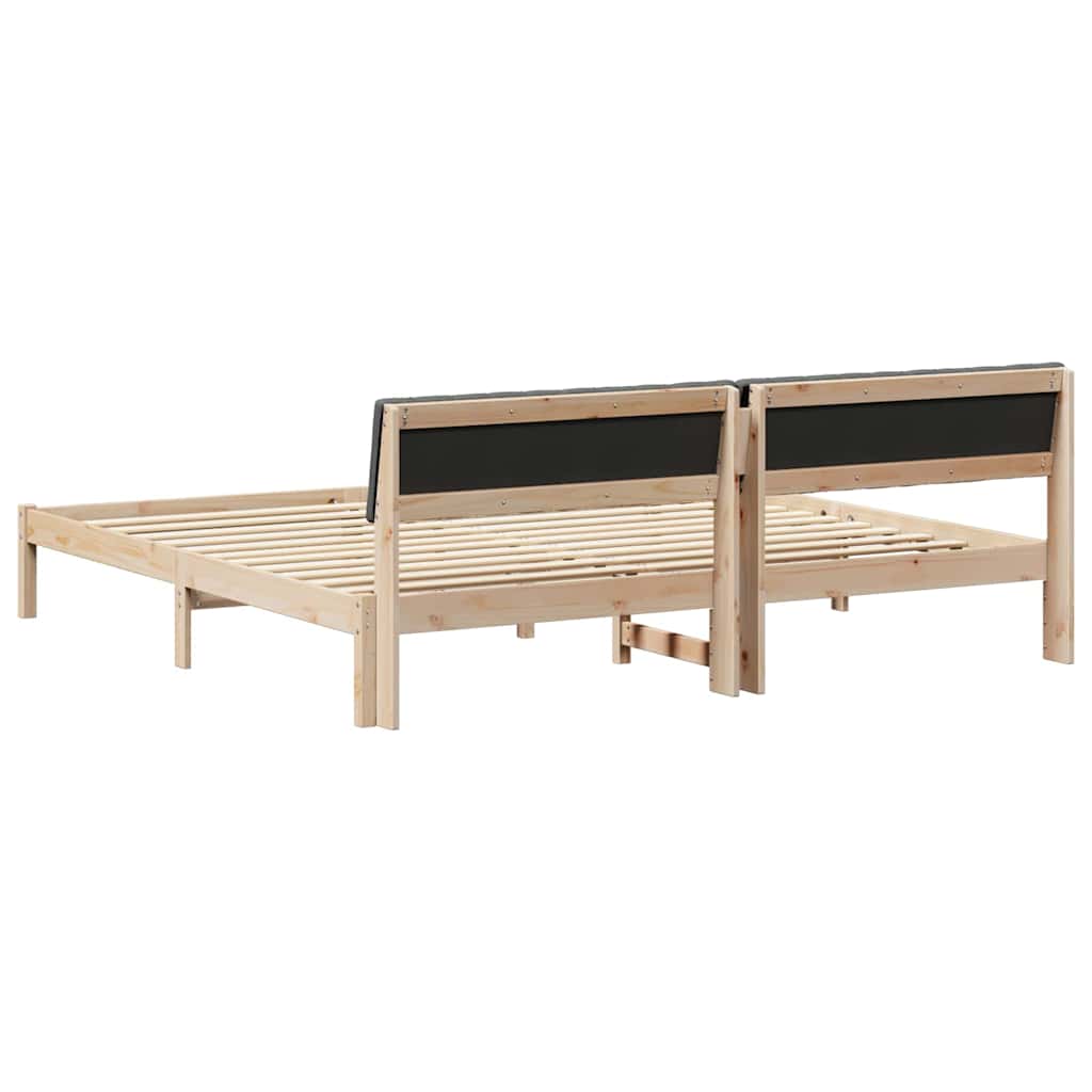 Bettgestell Braun und hellgrau 200 x 200 cm Massivholz Kiefer
