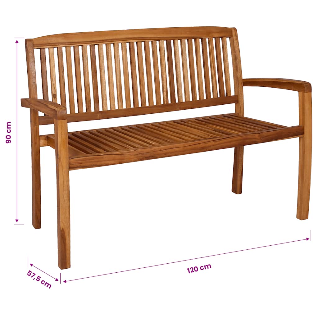 Gartenbank 3-Sitzer Stapelbar 159 cm Massivholz Teak