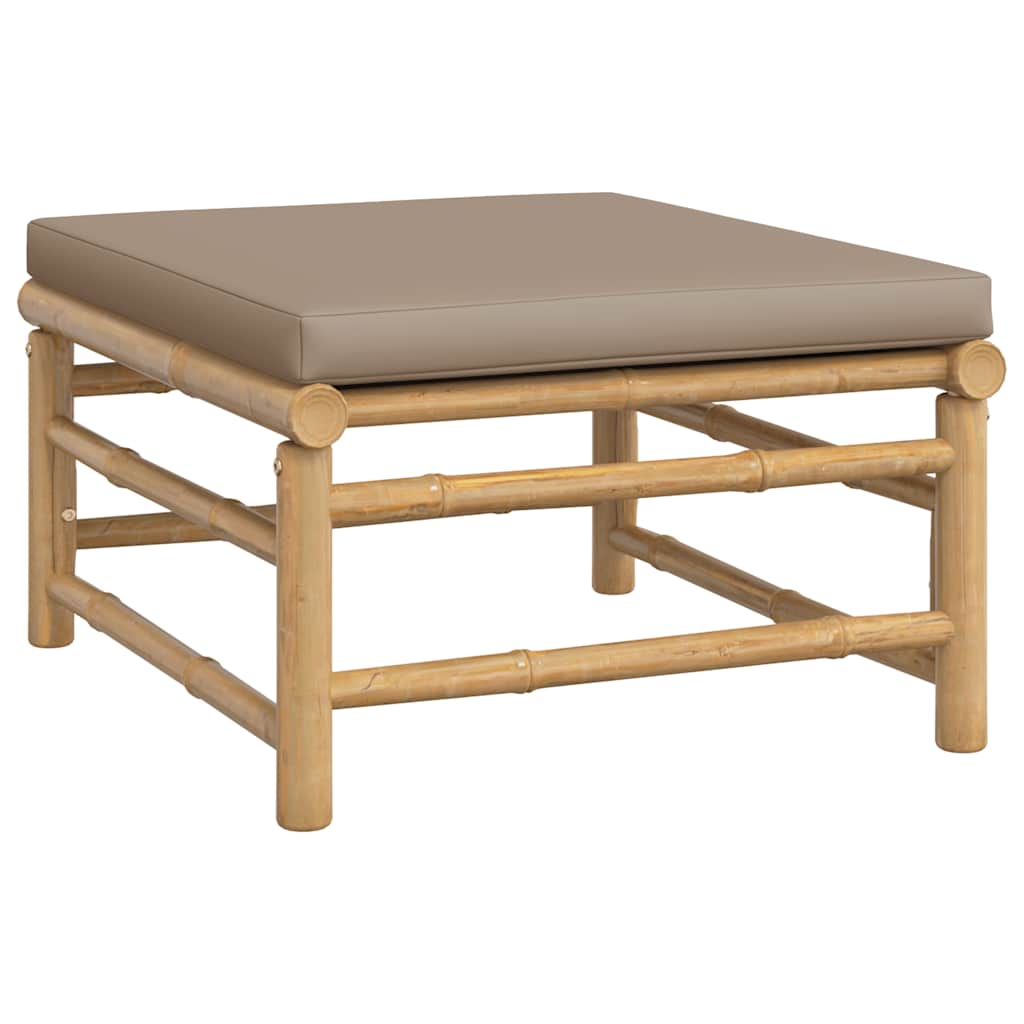 3-tlg. Garten-Lounge-Set mit Hellgrauen Kissen Bambus
