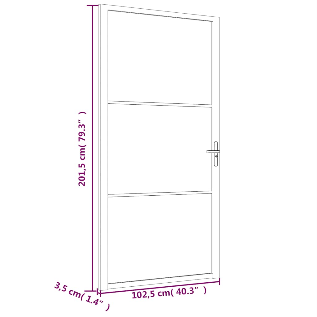 Innentür ESG Glas und Aluminium 76x201,5 cm Schwarz