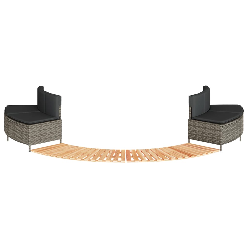 Whirlpool-Umrandung Schwarz Poly-Rattan und Massivholz Akazie