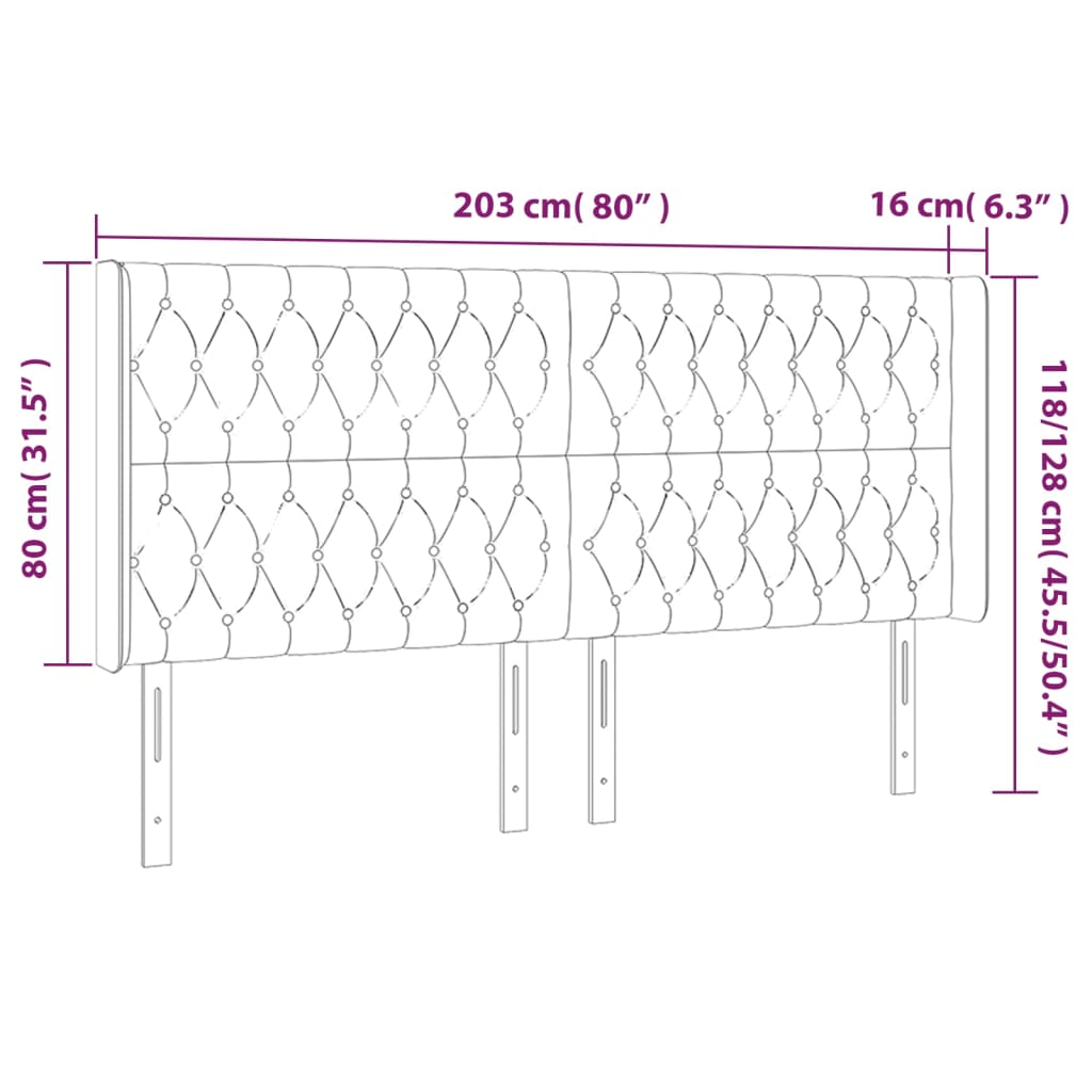 Kopfteil mit Ohren Dunkelblau 93x16x78/88 cm Samt