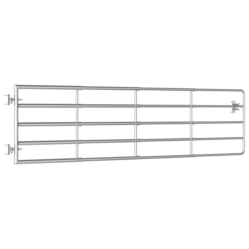 5-Rohr-Weidetor Stahl (95-170)×90 cm Silbern
