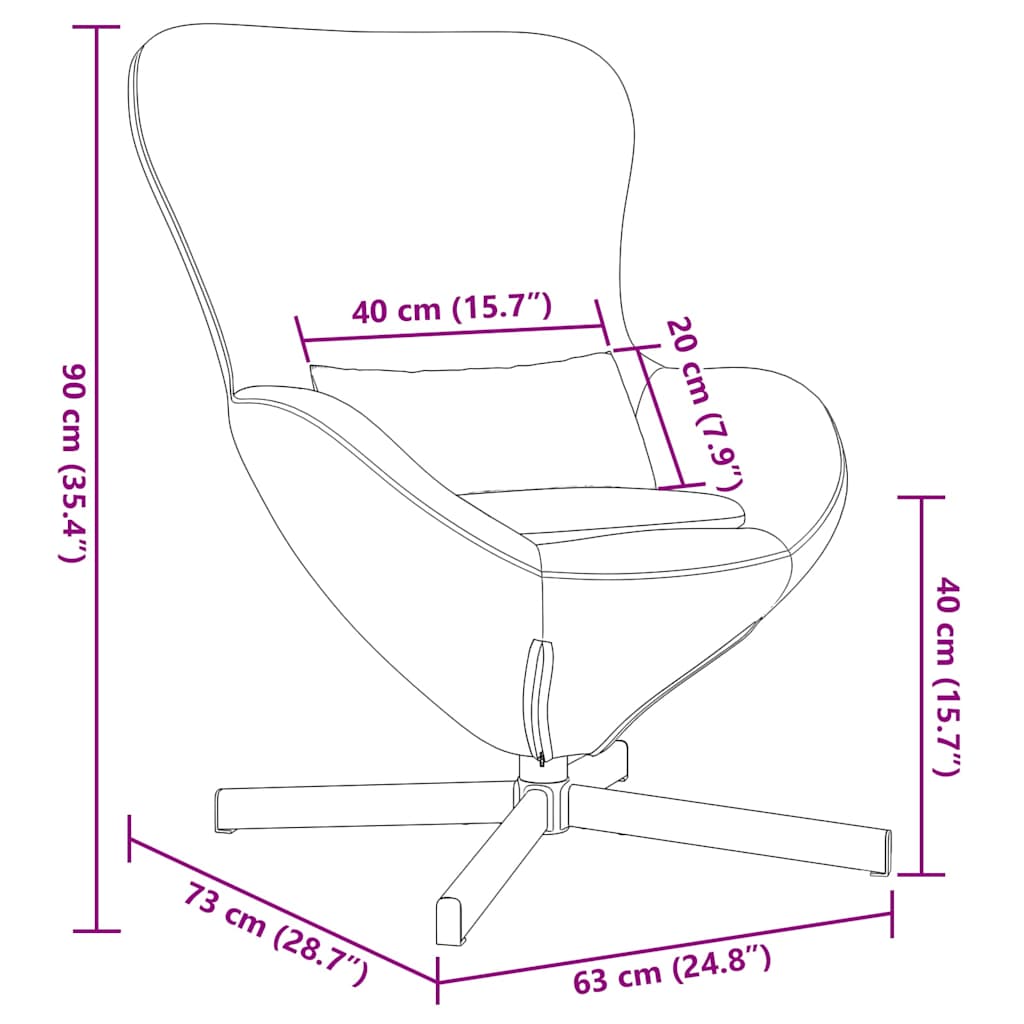 Eiersessel Blau 63 x 73 x 90 cm Samt