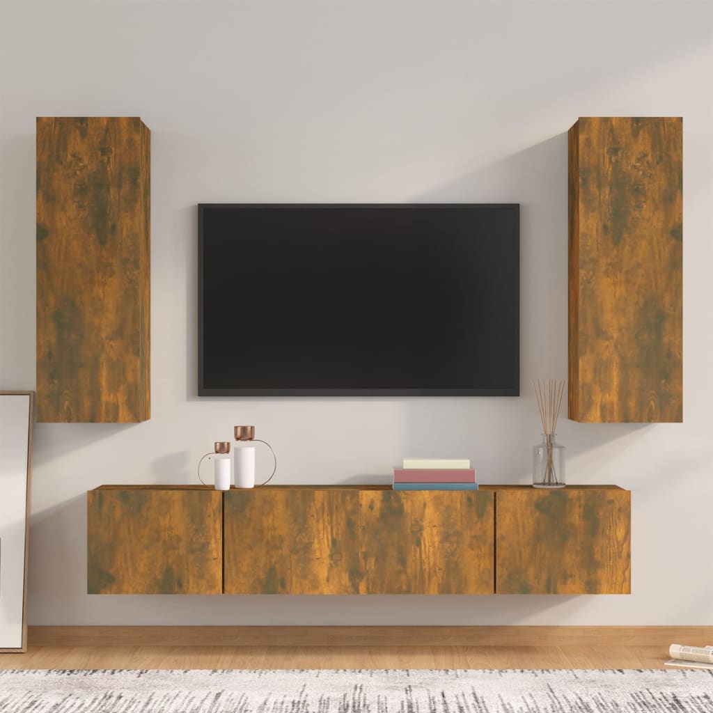 4-tlg. TV-Schrank-Set Weiß Holzwerkstoff