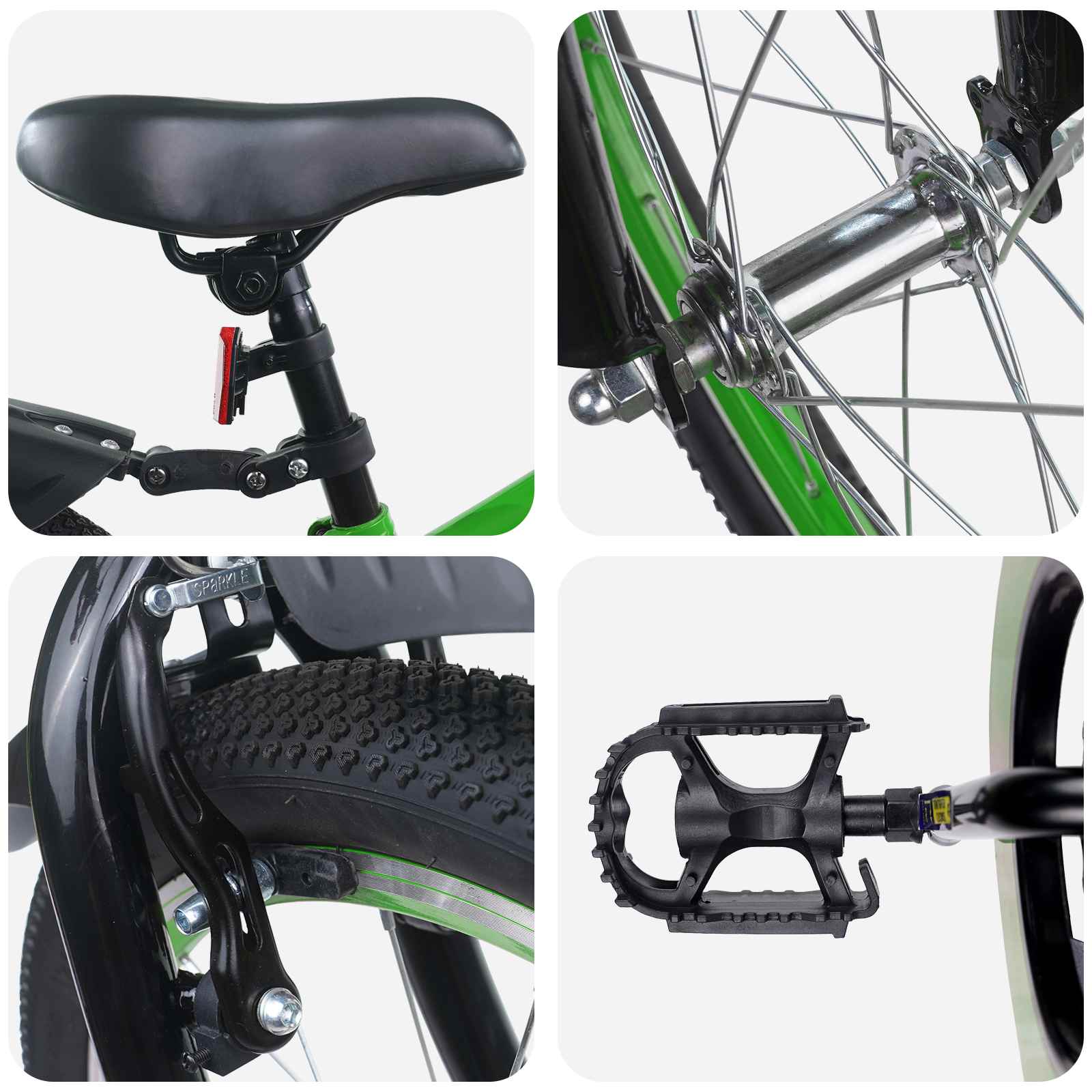 Kinderfahrrad 16 Zoll für 4-6 Jahre alt Grün Schwarz
