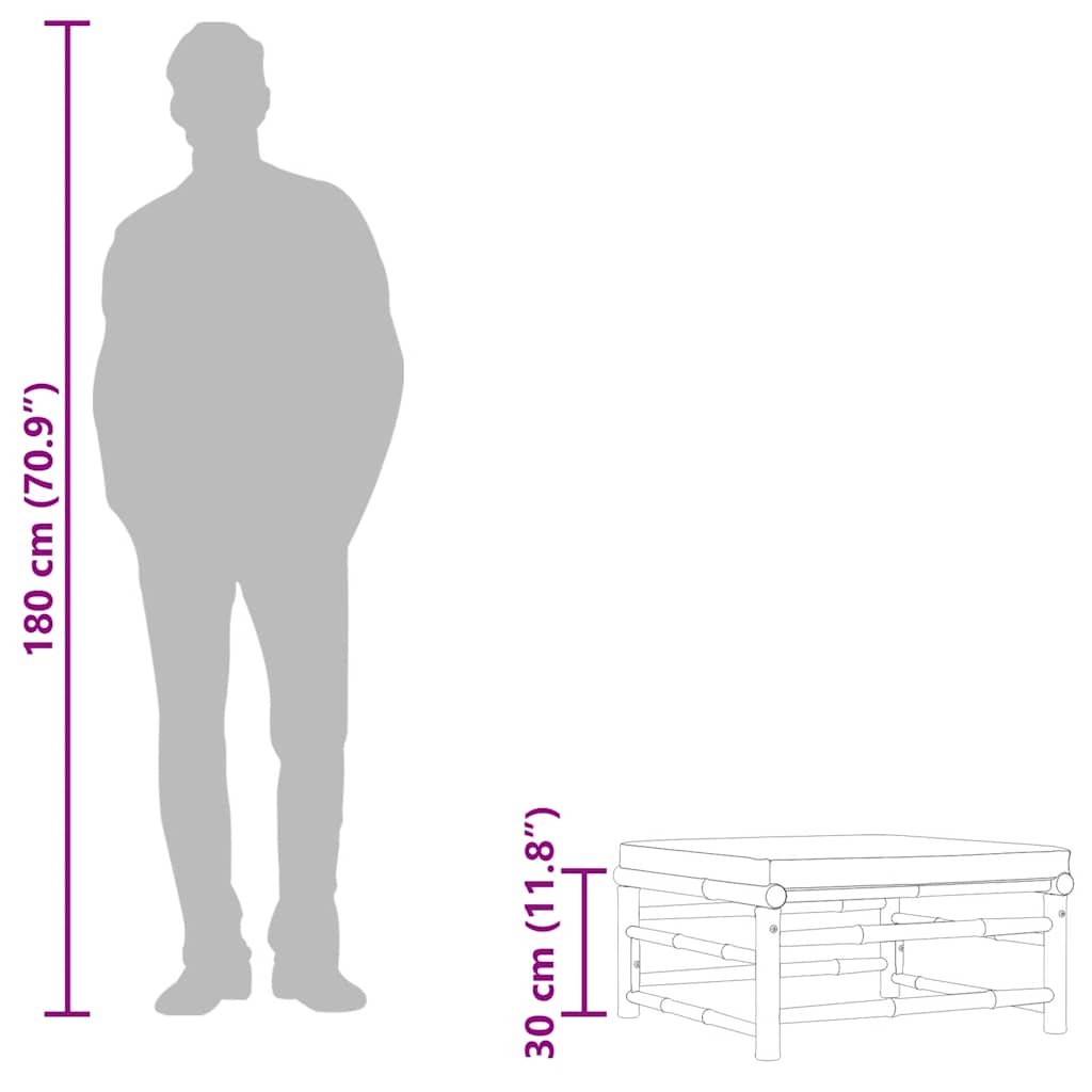 3-tlg. Garten-Lounge-Set mit Kissen Bambus