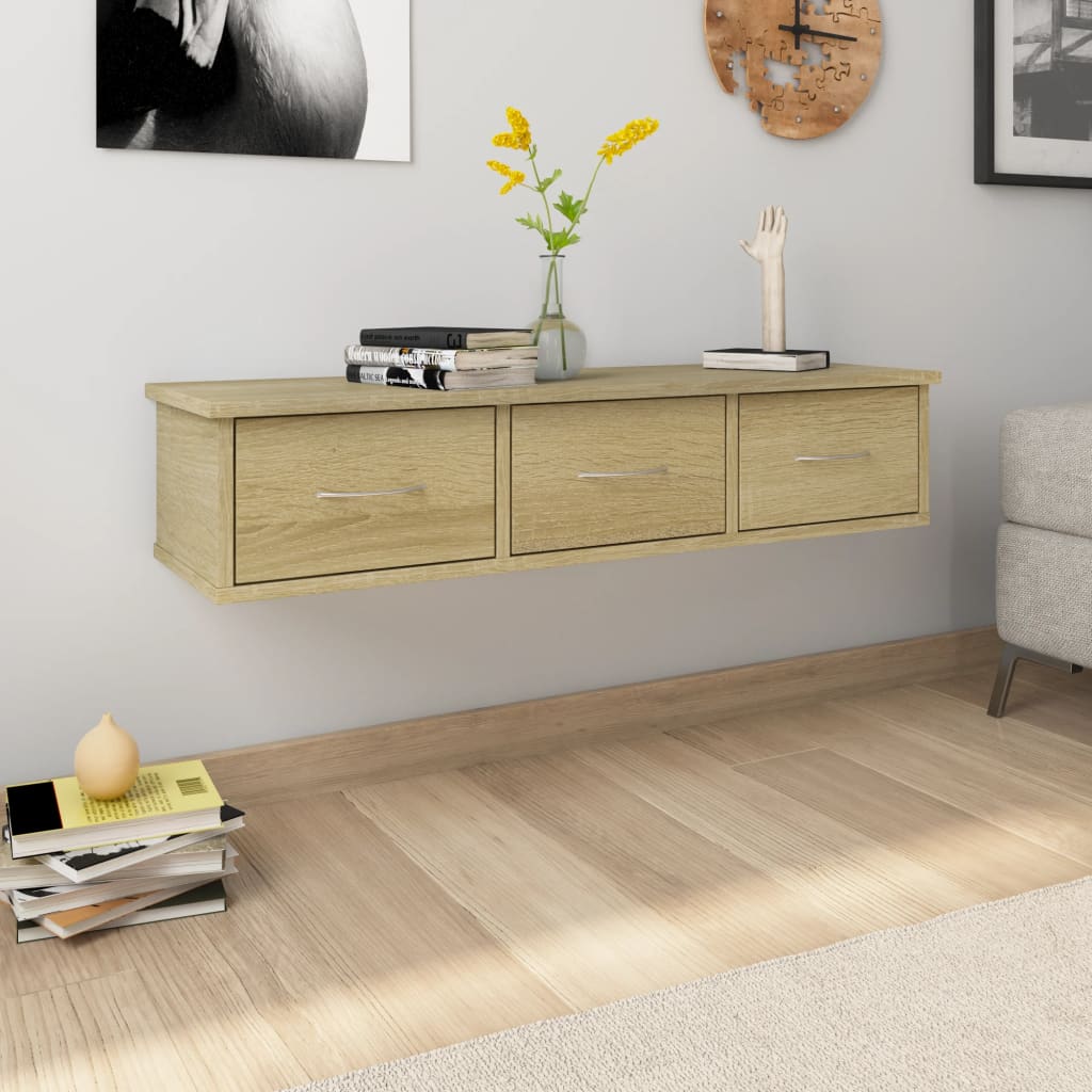 Wand-Schubladenregal Weiß 60x26x18,5 cm Holzwerkstoff