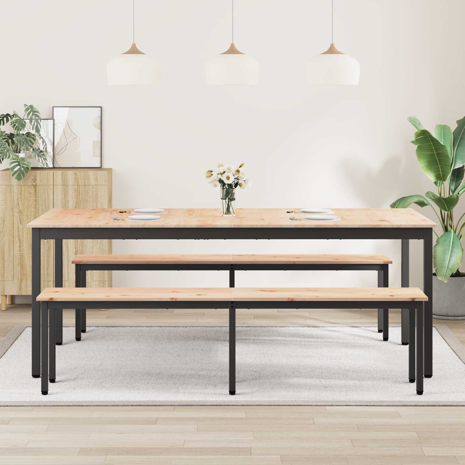 Esstisch Natur 200 x 100 x 75 cm Massives Kiefernholz