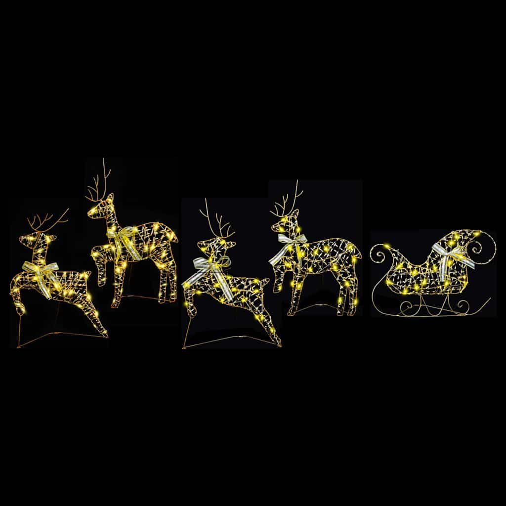 LED Rentiere 5 pcs Gold Stoff
