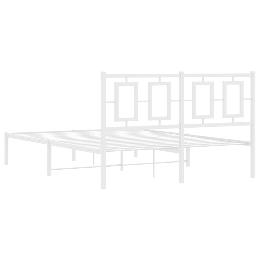Bettgestell mit Kopf- und Fußteil Metall Weiß 180x200 cm