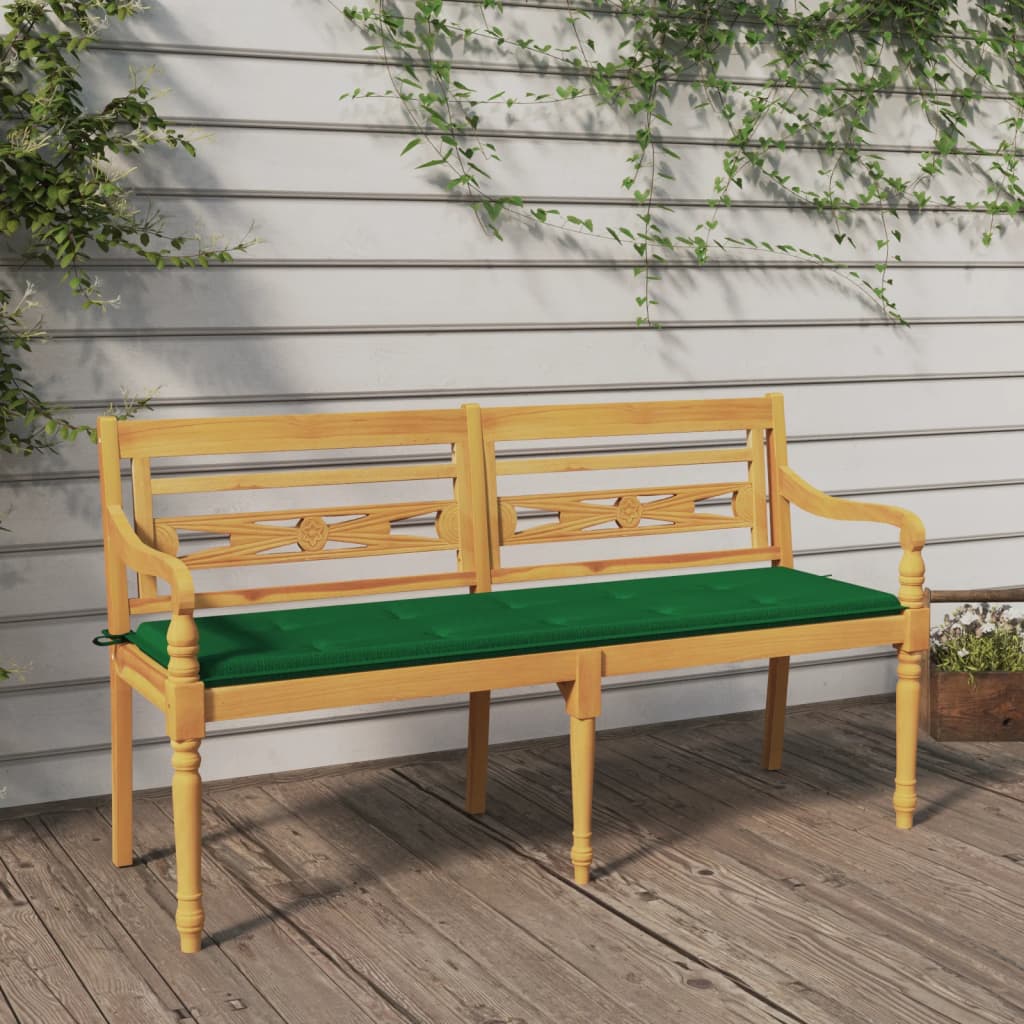 Batavia-Gartenbank mit Anthrazit Kissen 120 cm Teak Massivholz