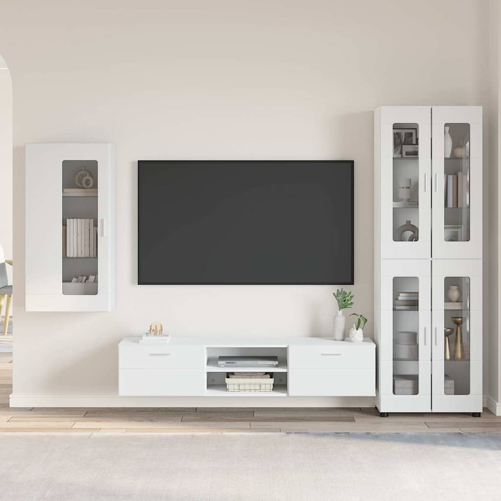 Highboard mit Regal FLORIN Weiß 60 x 35 x 182 cm Holzwerkstoff