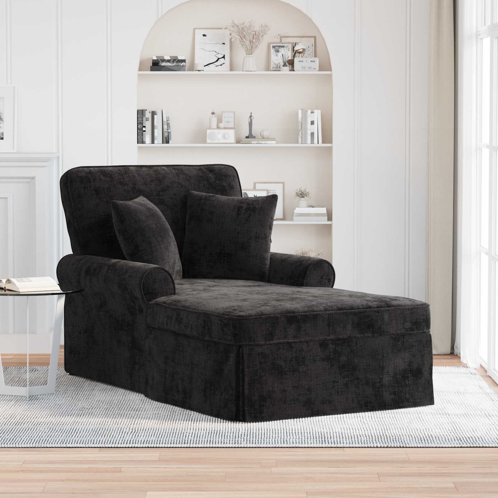 Chaise Lounge mit Rock mit Kissen Creme 157 x 91 x 91 cm ARES