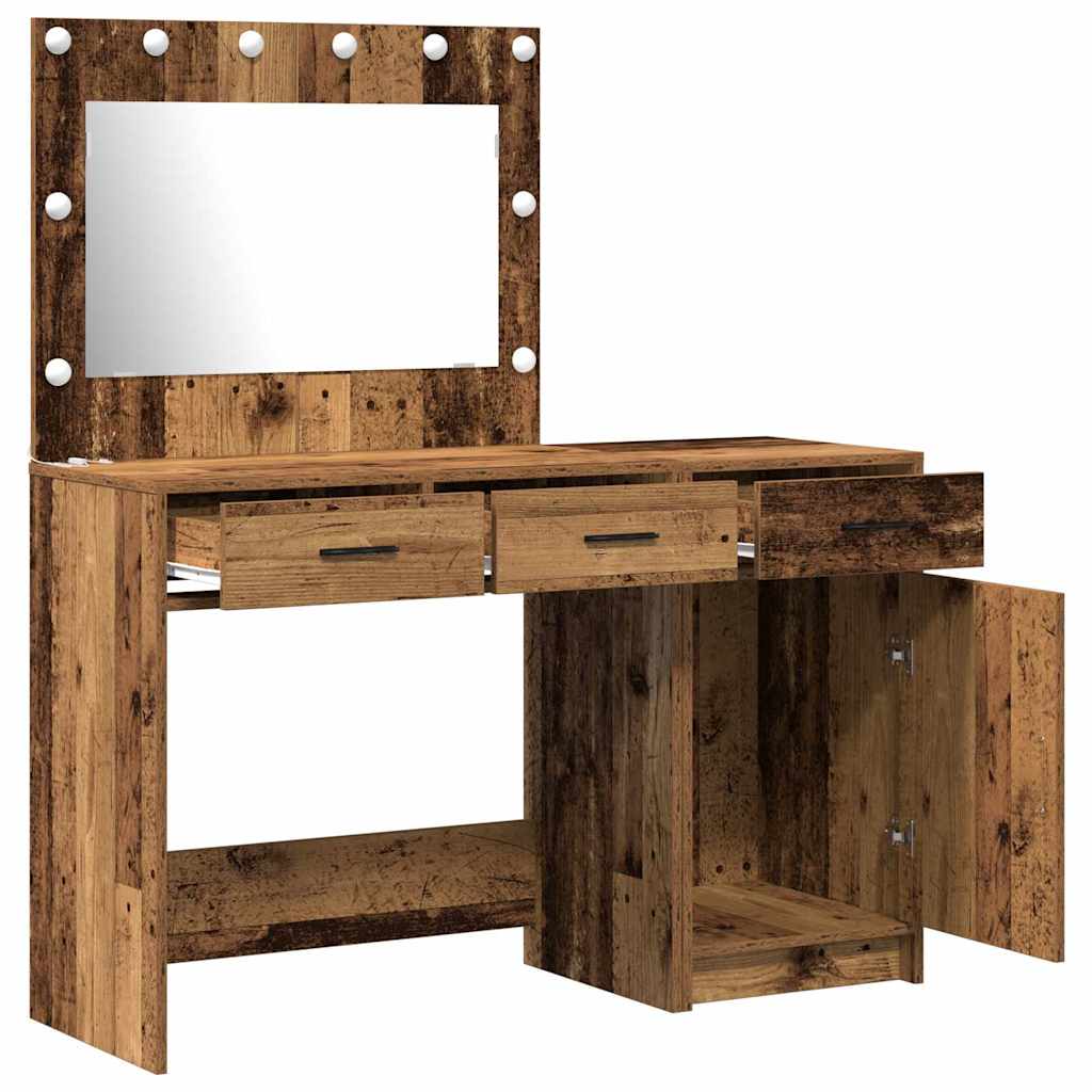 Schminktisch mit Spiegelbeleuchtung 2 pcs Weiß Holzwerkstoff