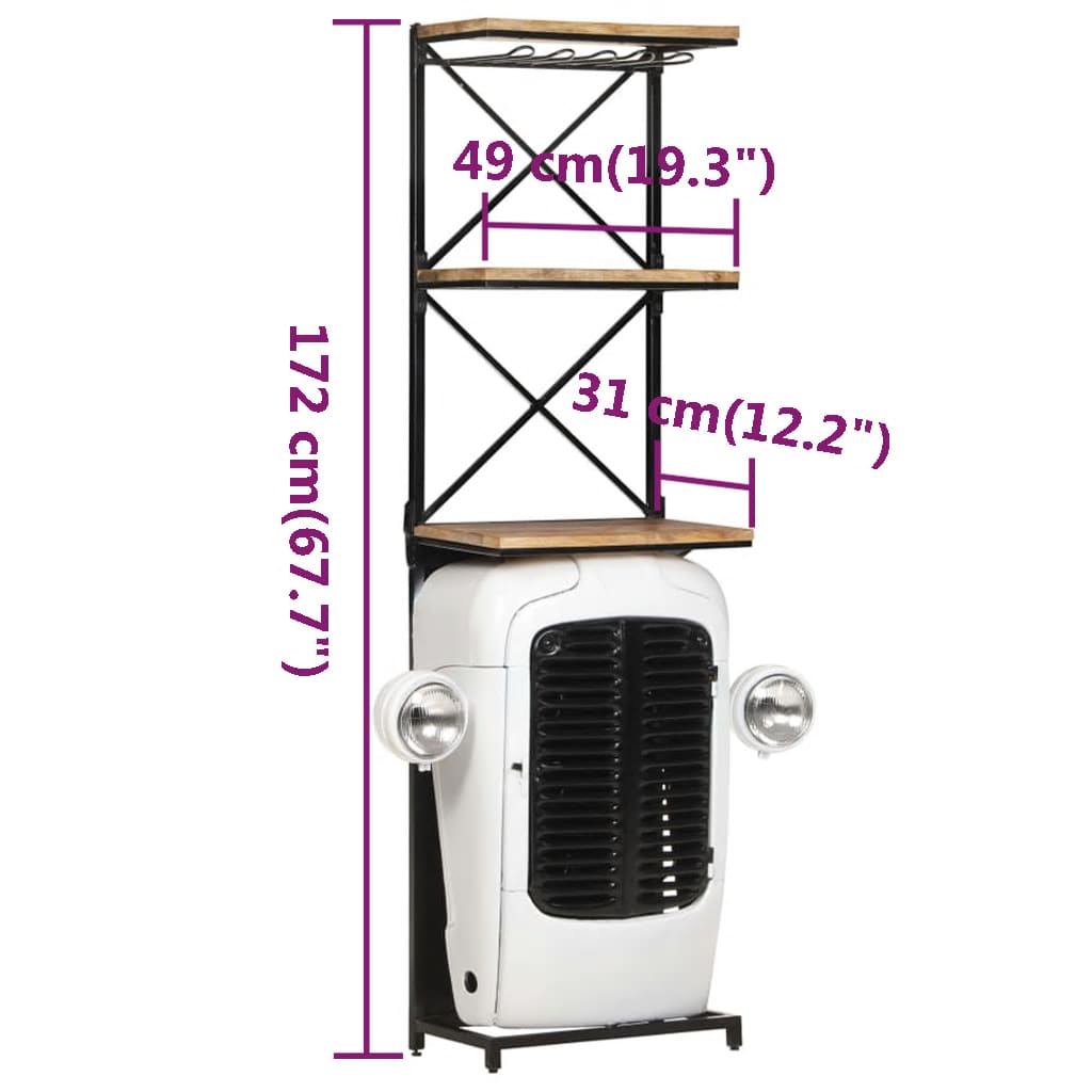 Traktor-Weinschrank 49x31x172 cm Mango Massivholz