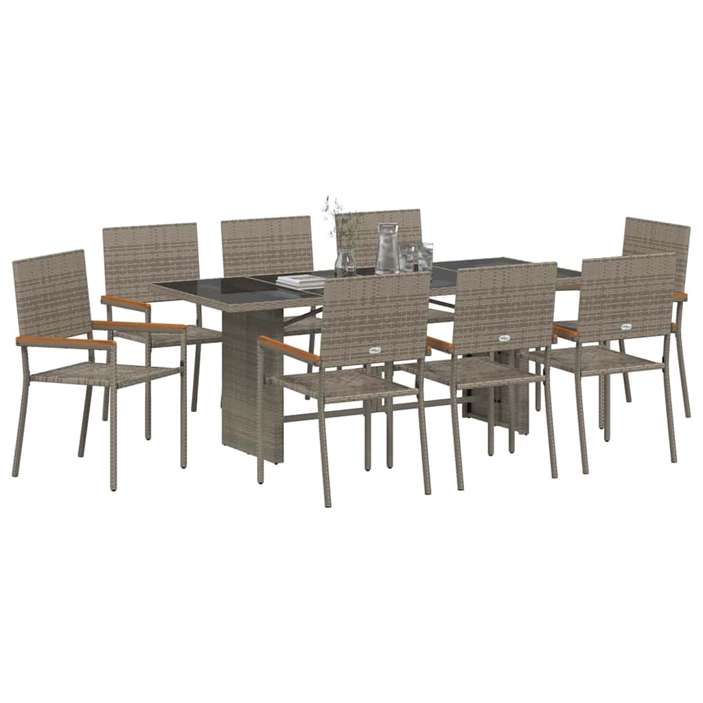 Garten Essgruppe 7 pcs Schwarz Poly-Rattan