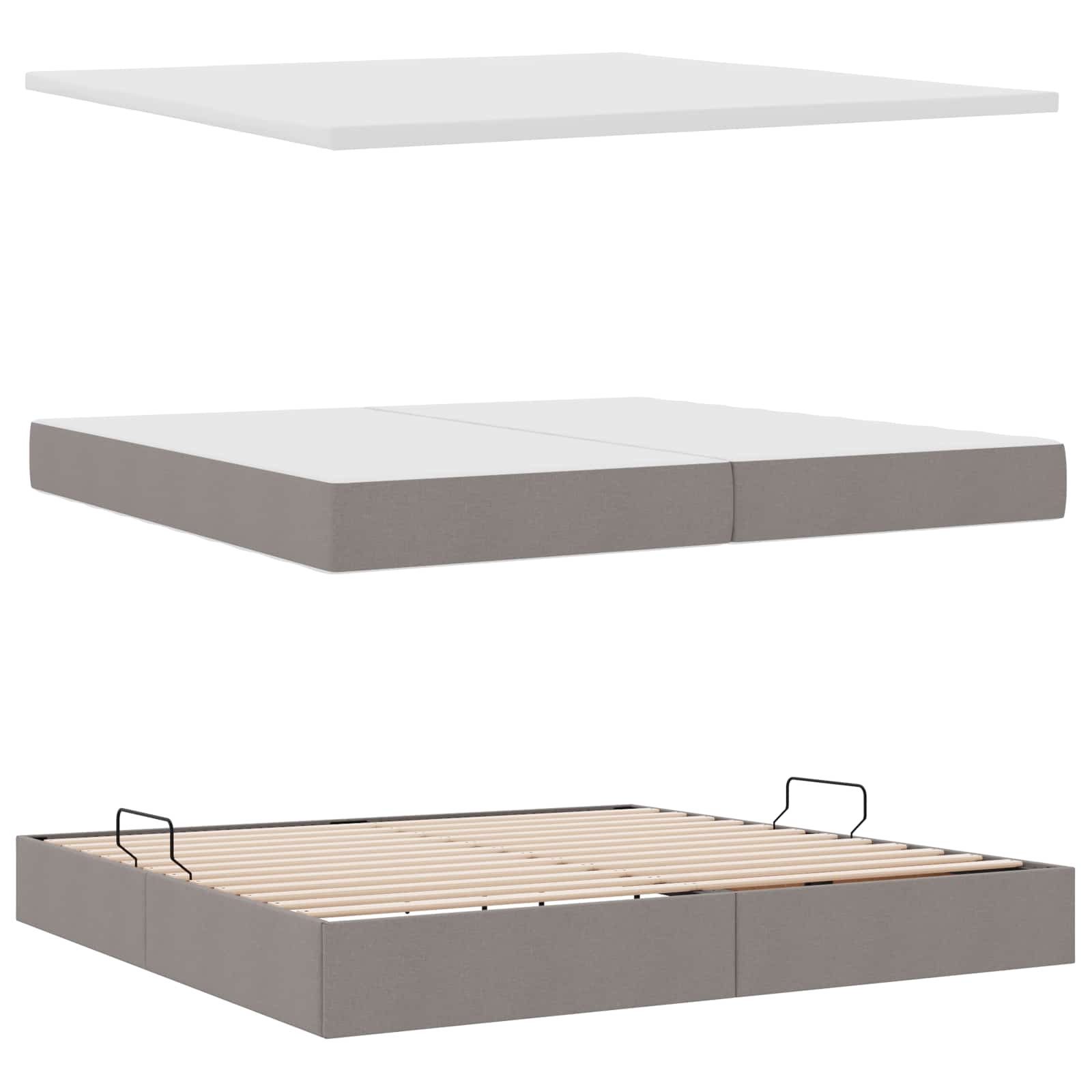 Aufbewahrungsbett mit Matratze Hellgrau 90 x 190 cm Polyester
