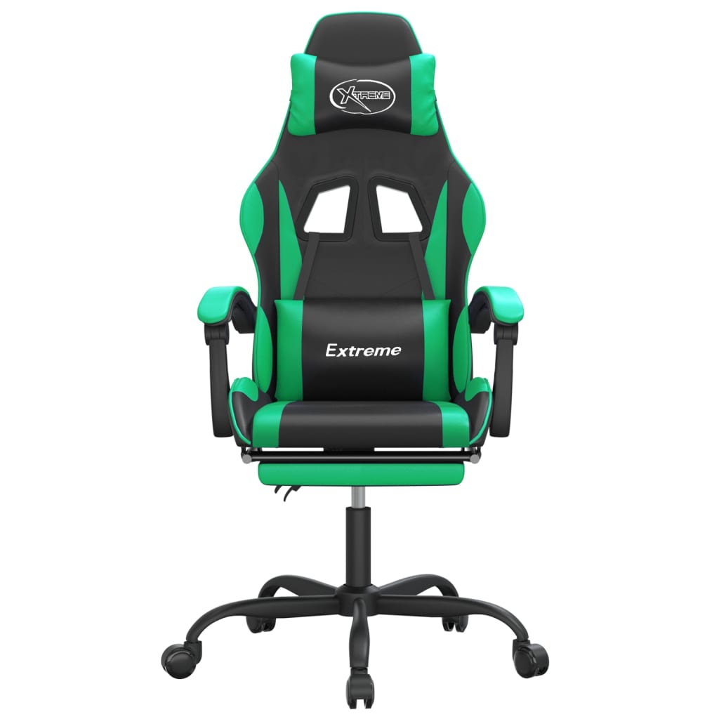 Gaming-Stuhl Drehbar Schwarz und Grün Kunstleder