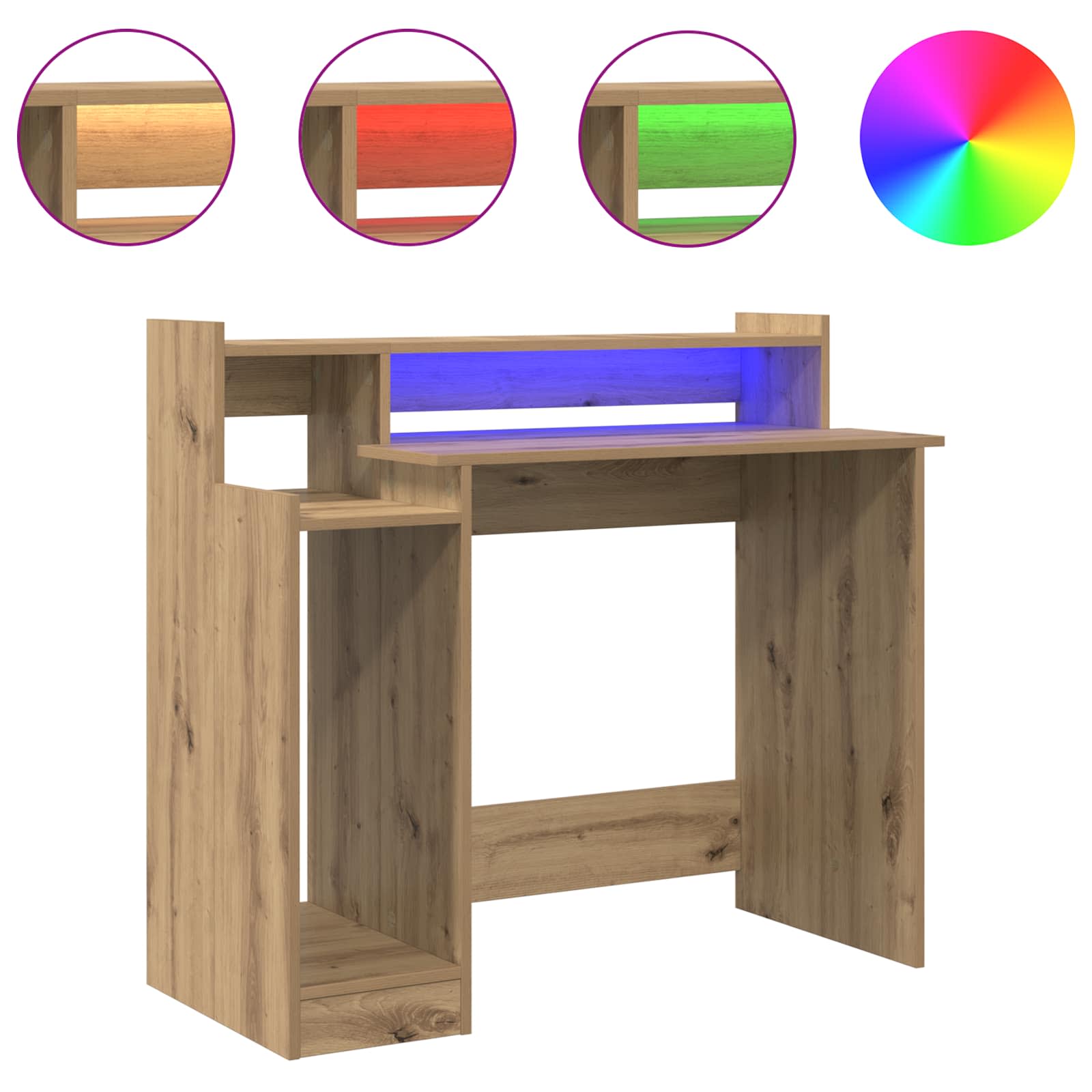 Schreibtisch mit LEDs Weiß 97x45x90 cm Holzwerkstoff