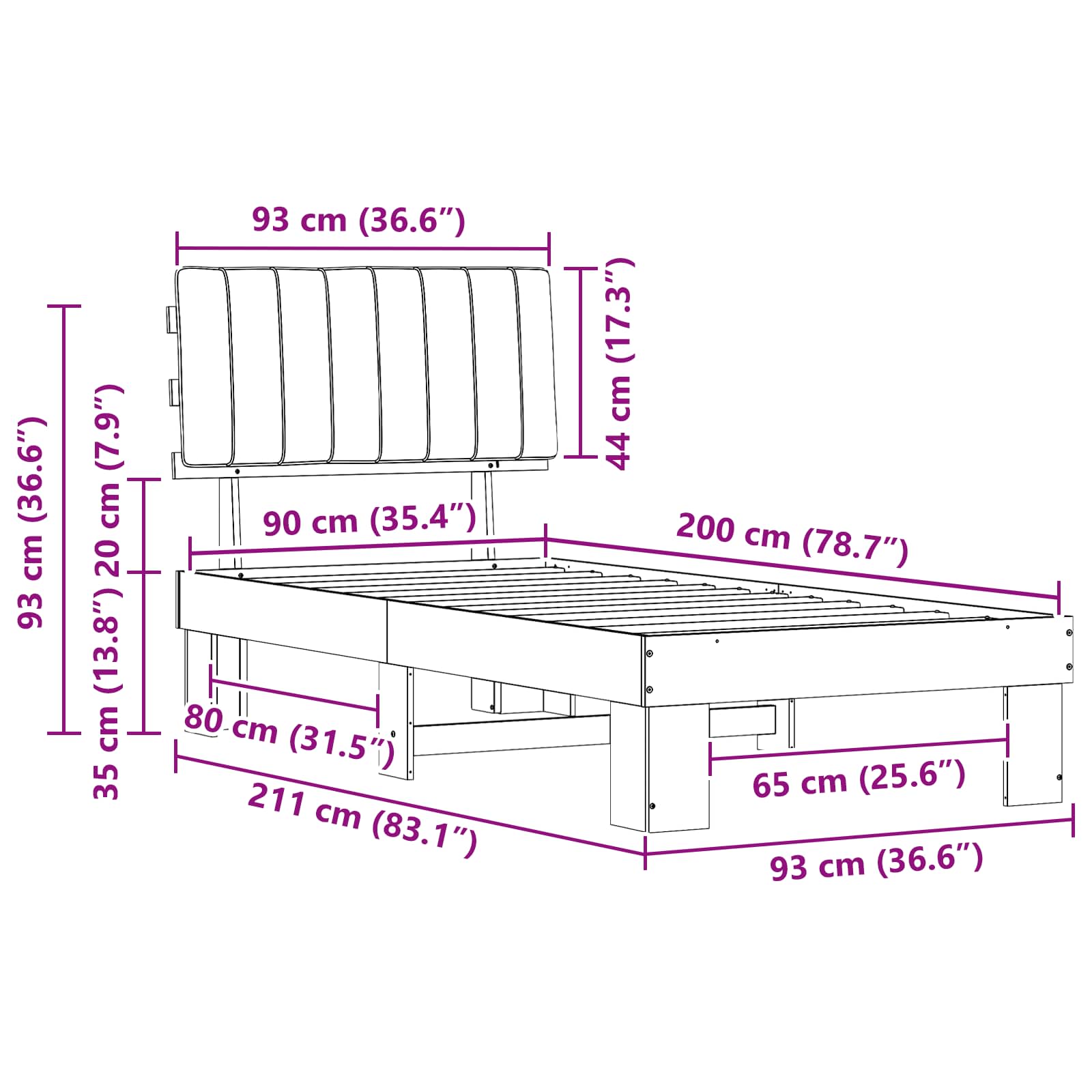 Bettgestell mit gepolstertem Kopfteil Hellgrau 200 x 200 cm