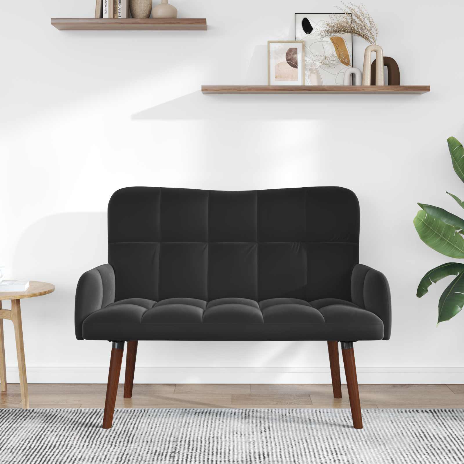 2-Sitzer Sofa Hellgrau 115 x 61 x 87 cm Samt (V)