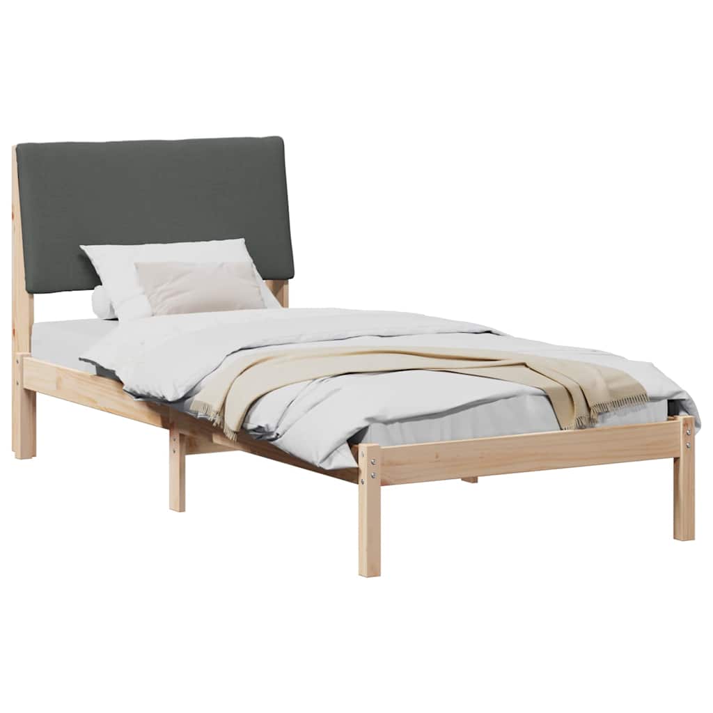 Bettgestell Braun und hellgrau 200 x 200 cm Massivholz Kiefer
