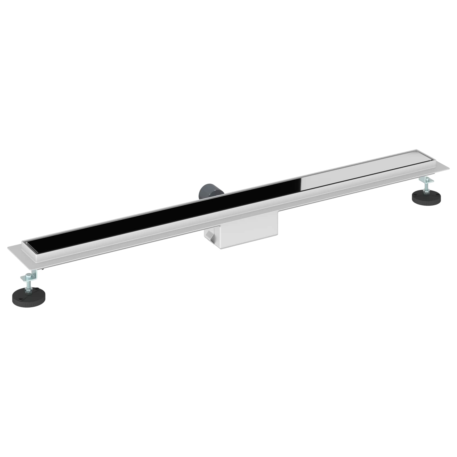 Duschabfluss mit Glasabdeckung Schwarz 50 cm Edelstahl 304