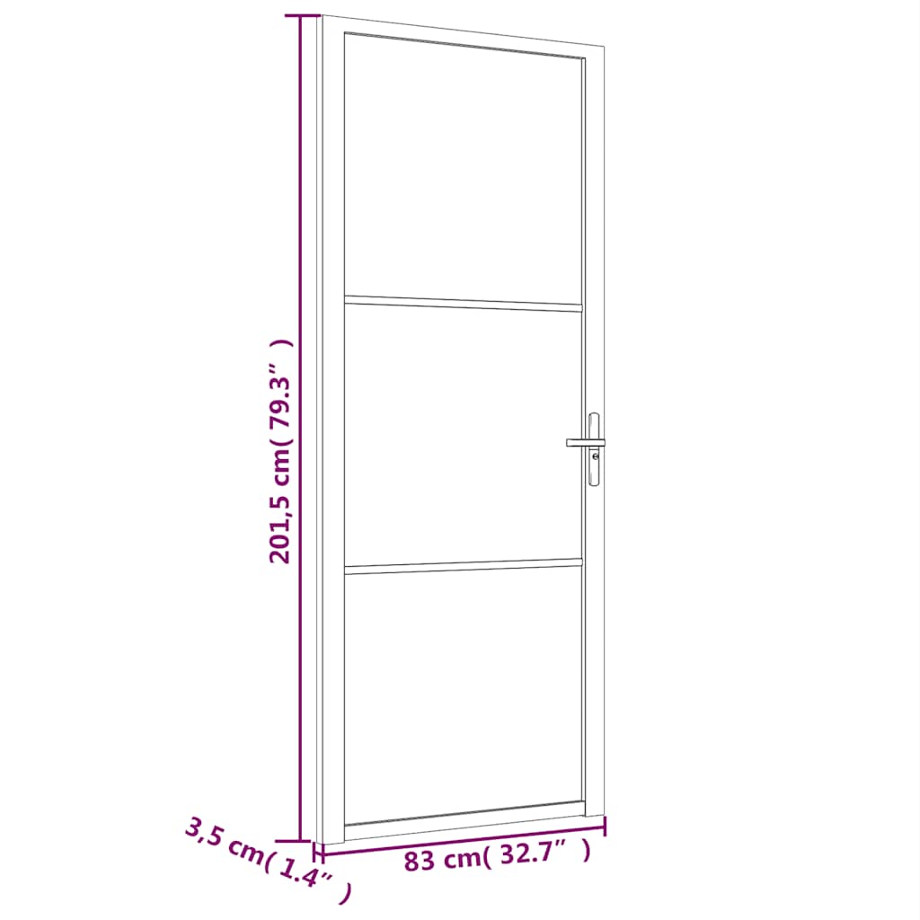 Innentür ESG Glas und Aluminium 76x201,5 cm Schwarz