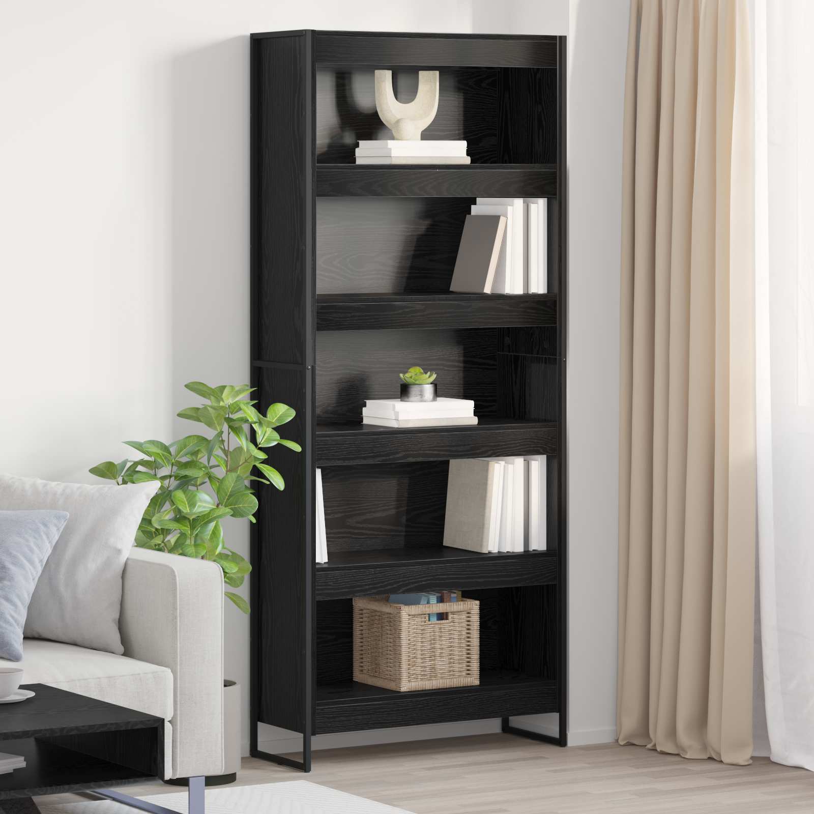 Bücherregal 2 pcs Schwarz Eichen-Optik 60 x 30 x 189,5 cm