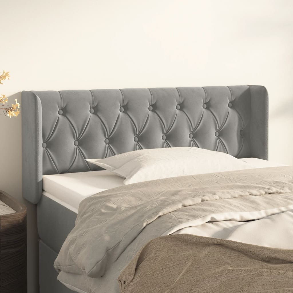Kopfteil mit Ohren Dunkelblau 93x16x78/88 cm Samt