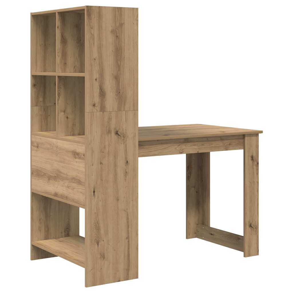 Schreibtisch mit Regal Schwarz Eichen-Optik 122 x 67 x 145 cm