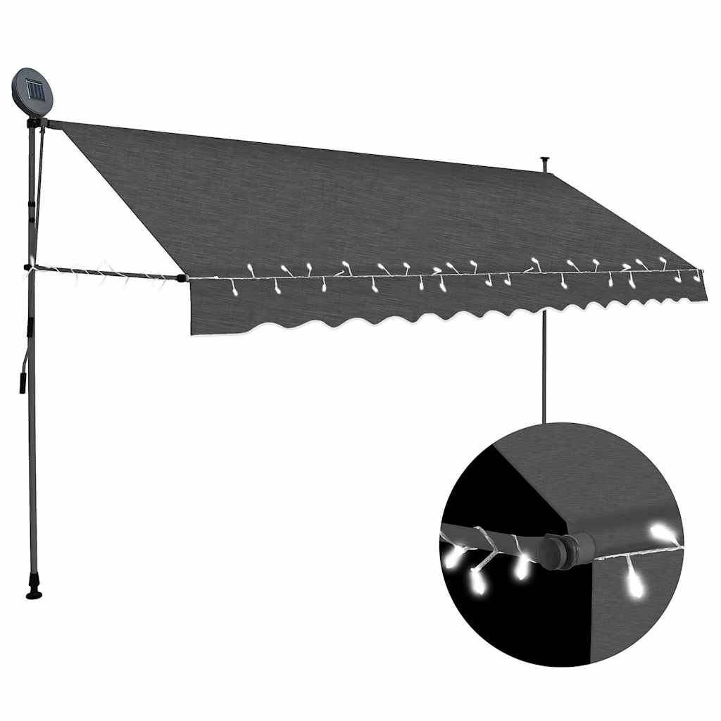 Einziehbare Markise Handbetrieben mit LED 100 cm Blau und Weiß