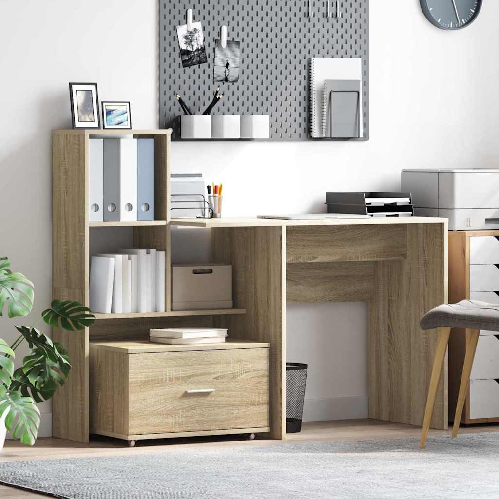 Schreibtisch mit Regal Weiß 131,5 x 50 x 106,5 cm Holzwerkstoff