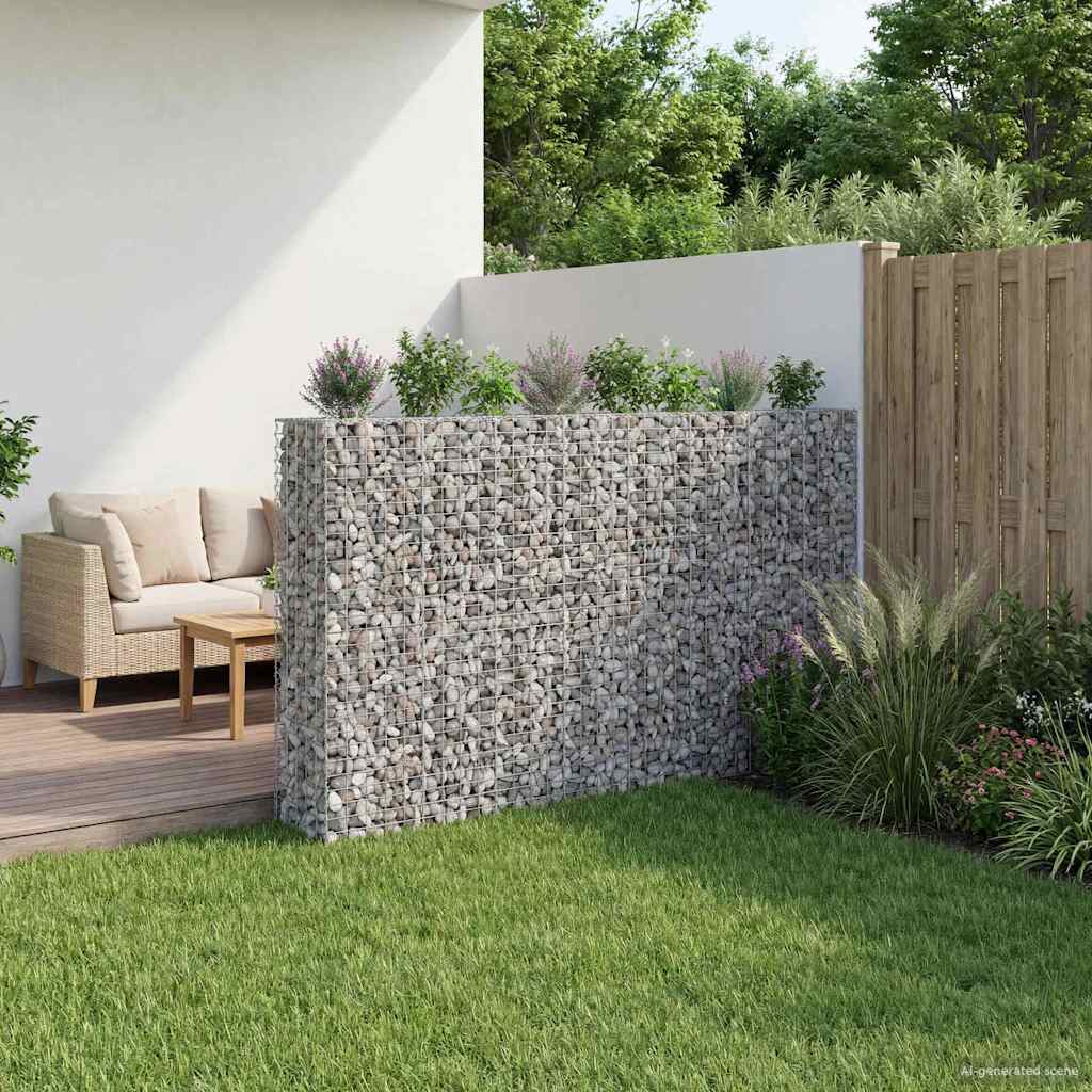 Gabionen Hochbeet 2 pcs Silber 260 x 60 x 55 cm