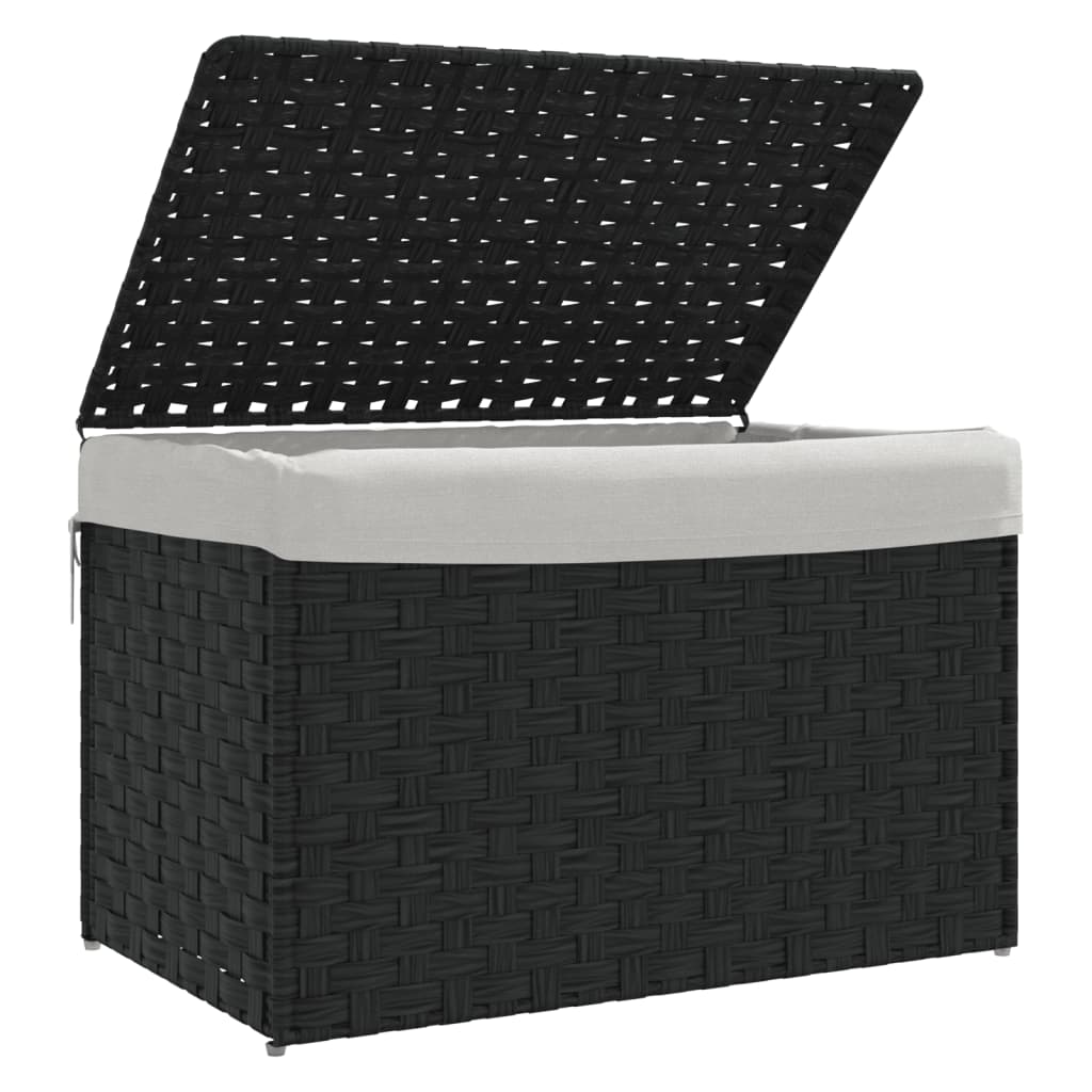 Wäschekorb mit Deckel 55,5x35x34 cm Poly Rattan