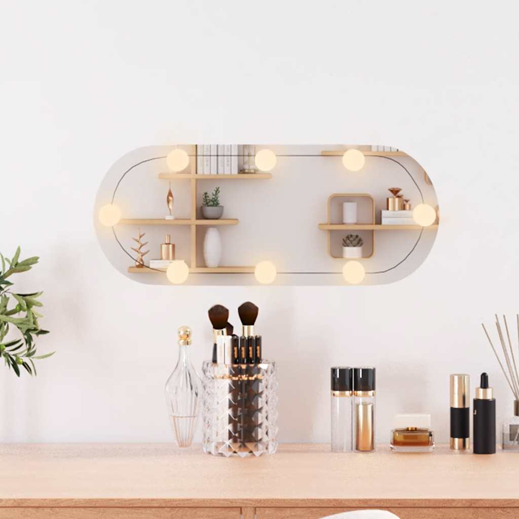 Spiegel mit LED-Leuchten 60x30 cm Glas Oval