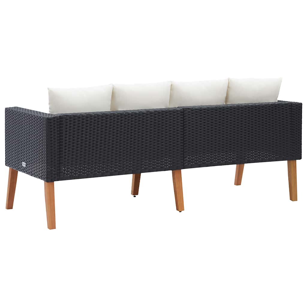 3-Sitzer-Gartensofa mit Auflagen Poly Rattan Beige