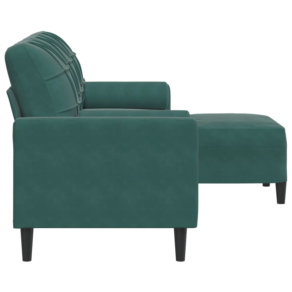 3-Sitzer-Sofa mit Hocker Hellgrau 180 cm Samt