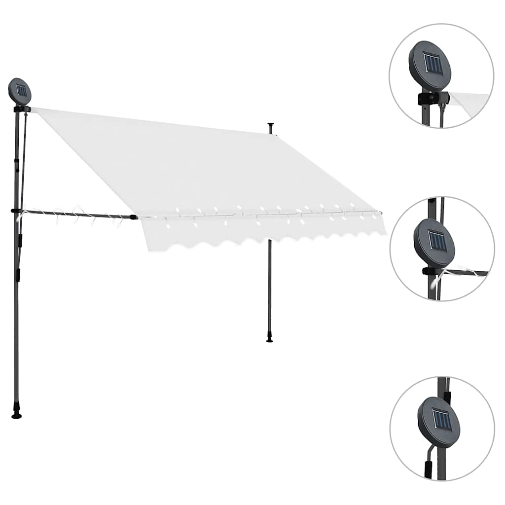 Einziehbare Markise Handbetrieben mit LED 100 cm Blau und Weiß