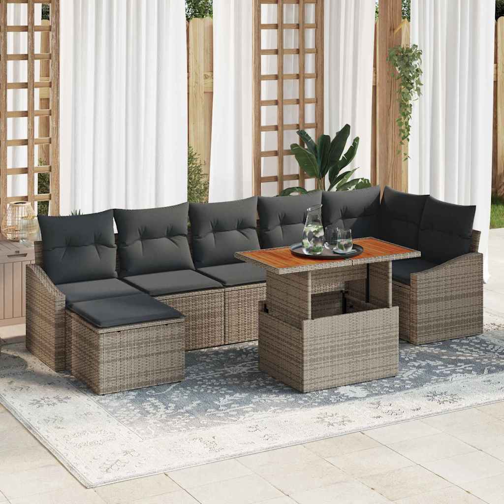 Garten Essgruppe mit Kissen 8 pcs Schwarz und Creme