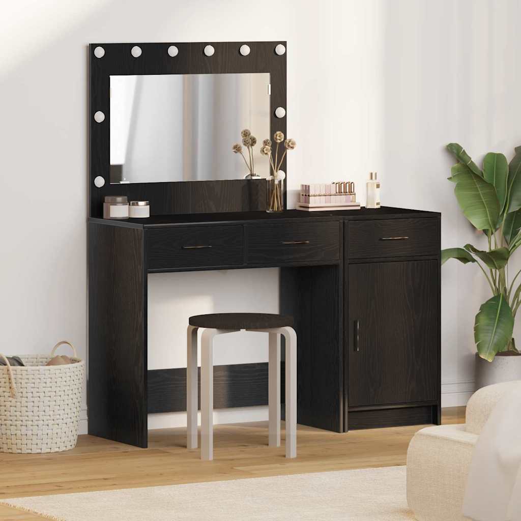 Schminktisch mit Spiegelbeleuchtung 2 pcs Weiß Holzwerkstoff