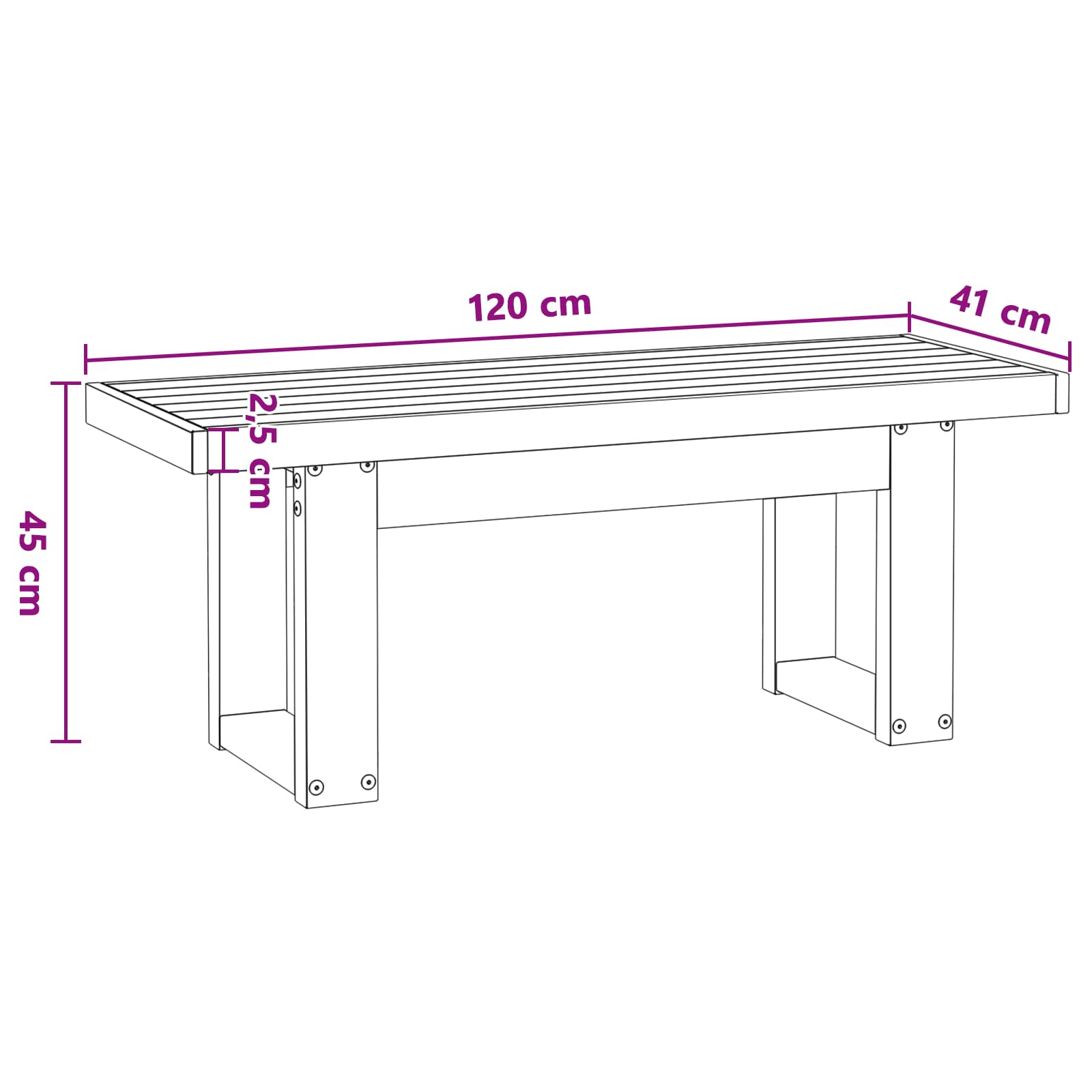 Esstischbank NOAIN 180 x 41 x 45 cm Massives Kiefernholz