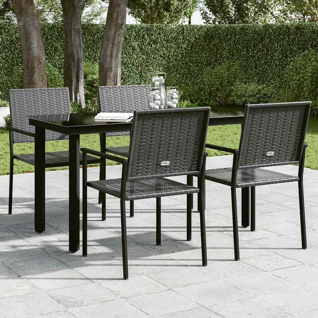 Garten-Esstisch Schwarz 160x80x74 cm Stahl und Hartglas