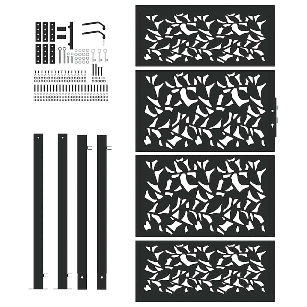 Gartentor Schwarz 100x100 cm Stahl Lichtdesign