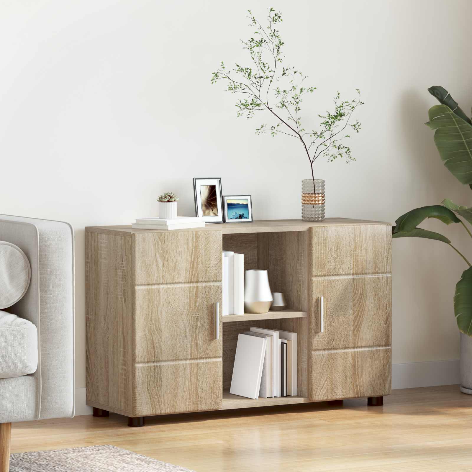 Highboard mit Regal FLORIN Weiß 60 x 35 x 182 cm Holzwerkstoff