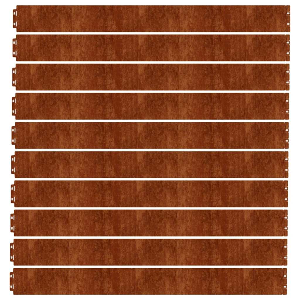 Raseneinfassung 10 pcs 10 x 103 cm Wetterfeststahl Rostig